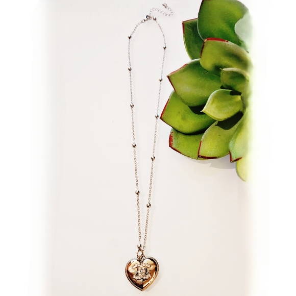 Silver Designer Charm Finding on 24K White GF Satellite Chain, 18" Long - Picture 2 of 4